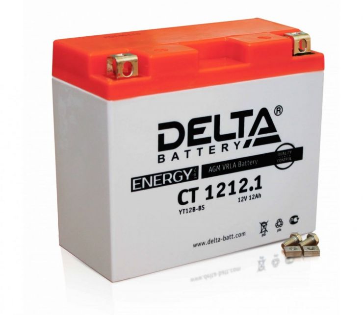 Мото аккумулятор АКБ Delta (Дельта) CT 1212.1 12Ач п.п. YT12B-BS