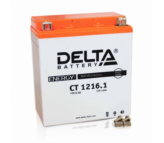 Мото аккумулятор АКБ Delta (Дельта) CT 1216.1 16Ач п.п. YTX-16-BS, YB16-BA
