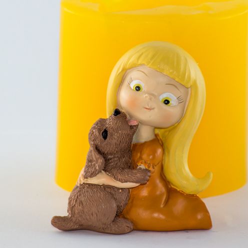 Форма для мыла Девочка с щенком 3D (силикон)