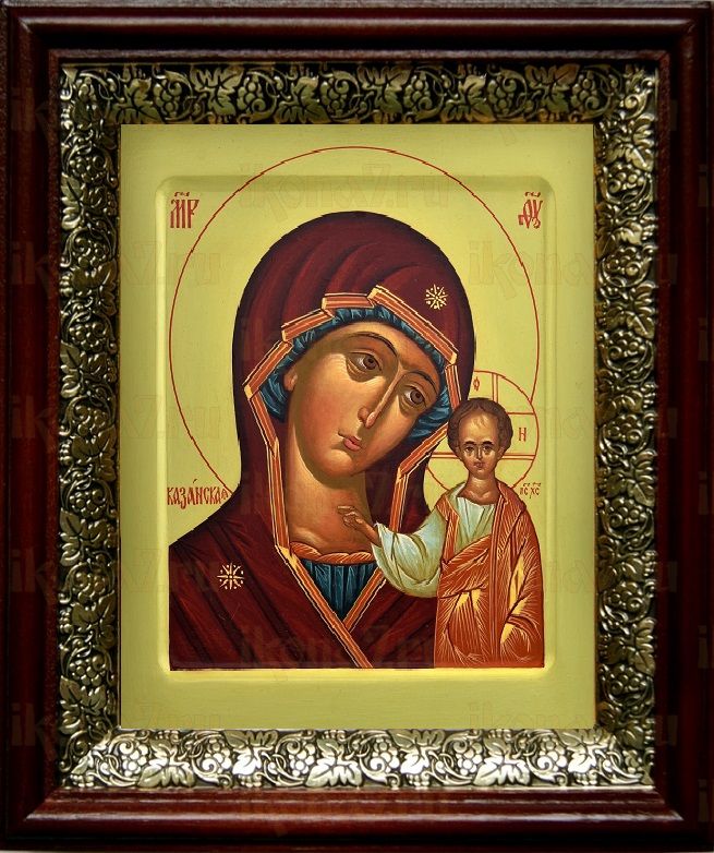 Казанская икона Божьей Матери (19х22), темный киот