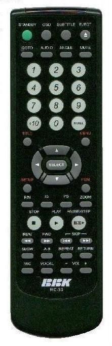 BBK RC-33 (DVD player) (BBK-2001, BBK-963S, BBK-969S, DV939S)
