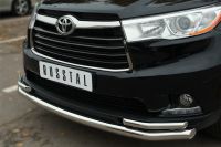 Защита переднего бампера d63 (секции) d42х2 (уголки) Toyota Highlander 2014-