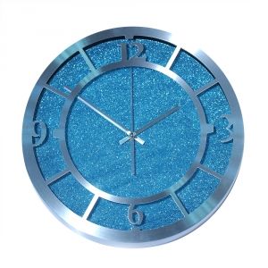 Часы металл круглые голубые