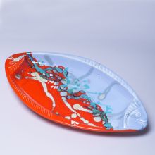 Блюдо Domiziani «Рыба» керамика ручной работы красно-голубое - 47,5 х 24,5 см (Италия)