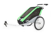 Коляска Thule Chariot Cheetah1/Чита1, в комплекте с велосцепкой, зеленый, 14-