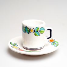 Чашка кофейная с блюдцем Ceramiche de Simone «Апельсины Лимоны» керамика ручной работы (Италия)