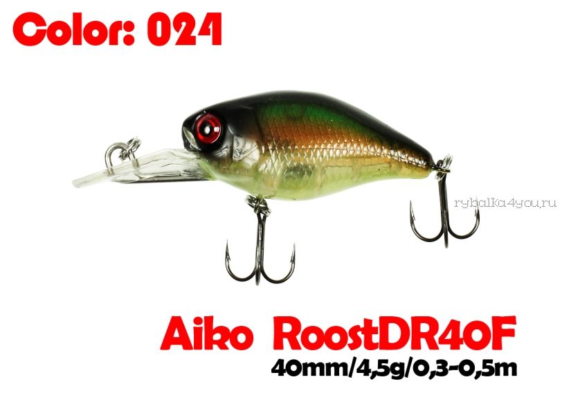 Воблер Aiko Roost cnk DR 40F  40 мм/ 4,5 гр / 0,3 - 0,5м / цвет - 024