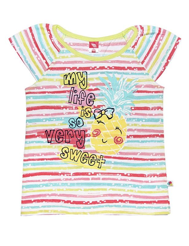 Полосатая футболка Ананас для девочки 5 лет