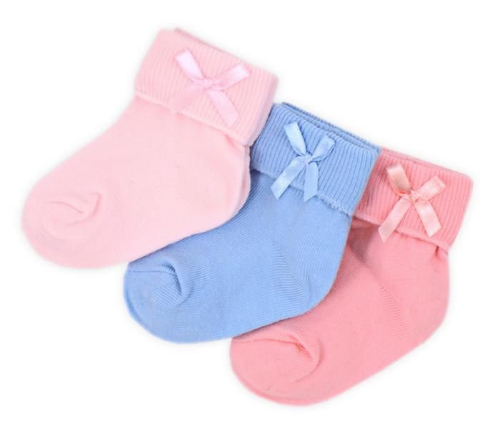 Розовые, малиновые, голубые носки детские, 3 шт.