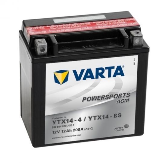 Мото аккумулятор АКБ VARTA (ВАРТА) AGM 512 014 010 A514 YTX14-4 / YTX14-BS 12Ач п.п.