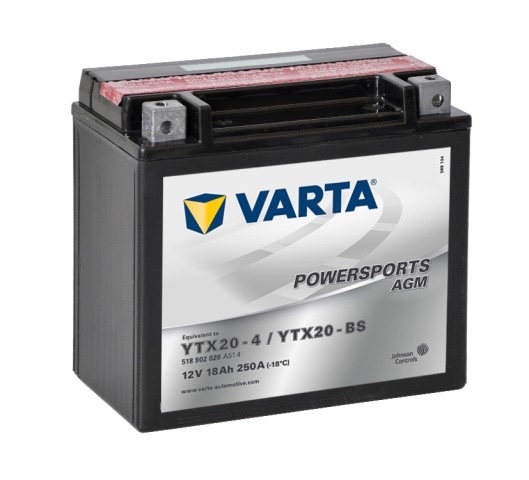 Мото аккумулятор АКБ VARTA (ВАРТА) AGM 518 902 025 A514 YTX20-4 / YTX20-BS 18Ач п.п.