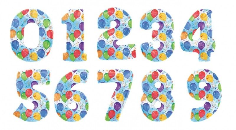 РАСПРОДАЖА ОСТАТКОВ Цифры с шариками на фоне неба фольгированные шары с гелием