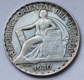 20 сентисимо Уругвай 1930 серебро