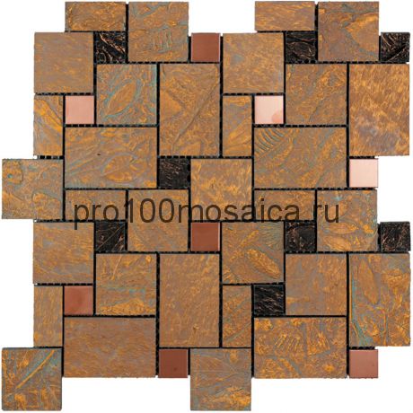 FBY-31  Мозаика Агломерат+Металл части разных размеров GELOS 298*298*8 мм (NATURAL)