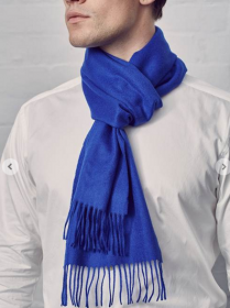 однотонный кашемировый шарф (100% драгоценный кашемир), классический ярко- синий цвет Bright Blue, высокая плотность 7