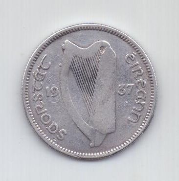 1 шиллинг 1937 г. редкий год. Ирландия. Великобритания