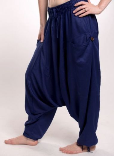 Удобные синие штаны афгани унисекс из вискозы, с карманами
