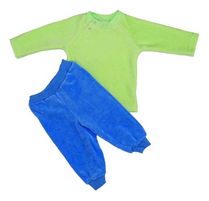 Велюровый комплект для мальчика голубо-зеленый