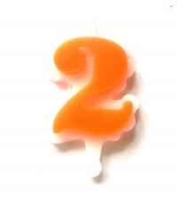 Свеча цифра 2 (оранжевая)