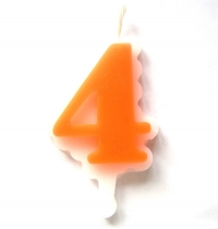 Свеча цифра 4 (оранжевая)