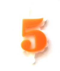 Свеча цифра 5 (оранжевая)