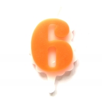 Свеча цифра 6 (оранжевая)