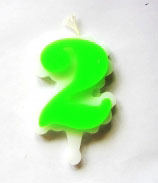 Свеча цифра 2 (зеленая )
