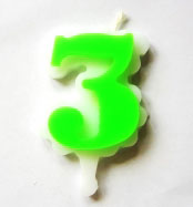 Свеча цифра 3 (зеленая )