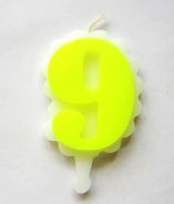 Свеча цифра 9 (желтая)
