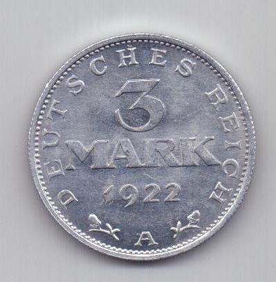 3 марки 1922 г. AUNC. Германия