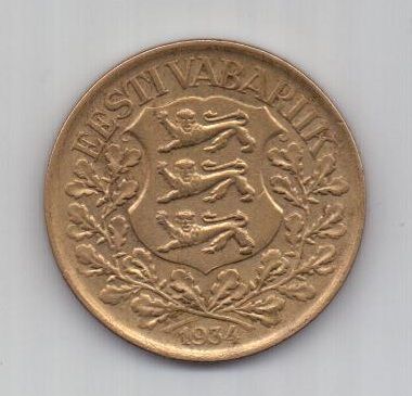 1 крона 1934 года AUNC Эстония