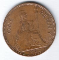1 пенни 1967 г. Великобритания