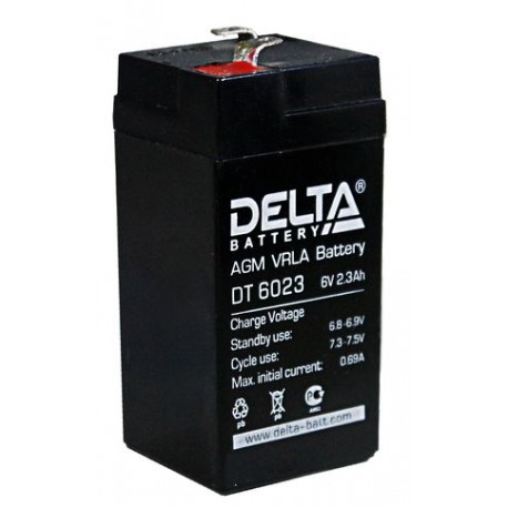 Аккумулятор свинцово-кислотный АКБ DELTA (Дельта) DT 6023 6 Вольт 2.3 Ач