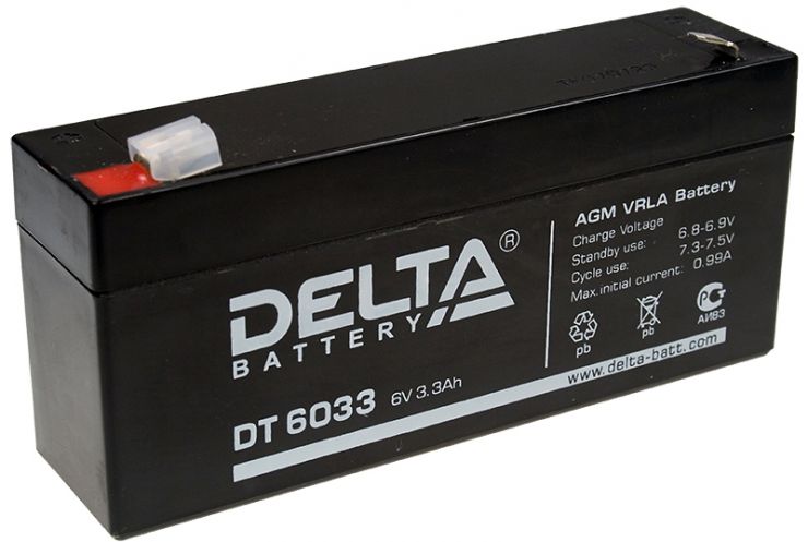 Аккумулятор свинцово-кислотный АКБ DELTA (Дельта) DT 6033 6 Вольт 3.3 Ач