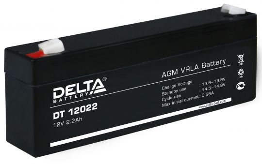 Аккумулятор свинцово-кислотный АКБ DELTA (Дельта) DT 12022 12 Вольт 2.2 Ач