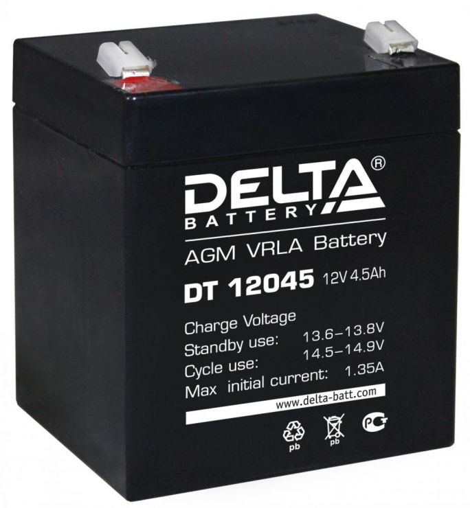 Аккумулятор свинцово-кислотный АКБ DELTA (Дельта) DT 12045 12 Вольт 4.5 Ач