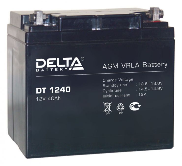 Аккумулятор свинцово-кислотный АКБ DELTA (Дельта) DT 1240 12 Вольт 40 Ач