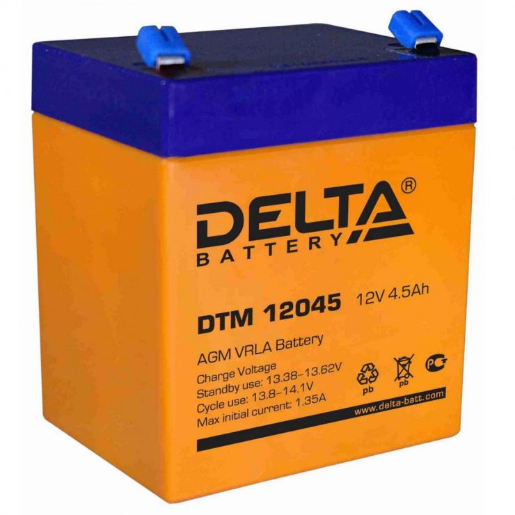 Аккумулятор свинцово-кислотный АКБ DELTA (Дельта) DTM 12045 12 Вольт 4.5 Ач