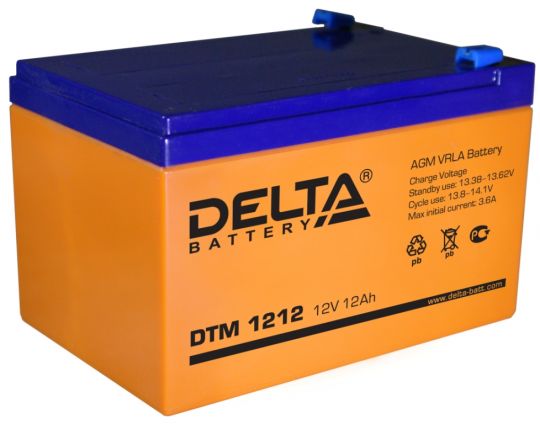 Аккумулятор свинцово-кислотный АКБ DELTA (Дельта) DTM 1212 12 Вольт 12 Ач