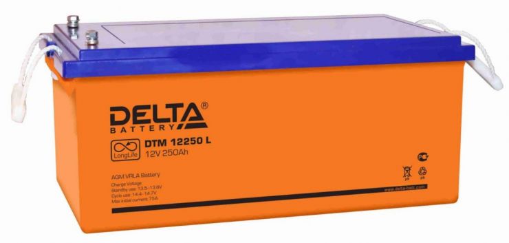 Аккумулятор свинцово-кислотный АКБ DELTA (Дельта) DTM 12250 L 12 Вольт 250 Ач