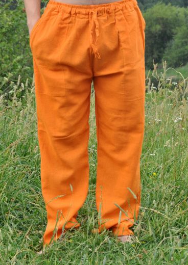 летние оранжевые мужские штаны из хлопка