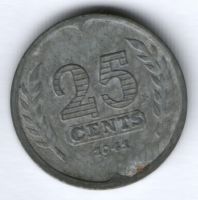 25 центов 1941 г. Нидерланды