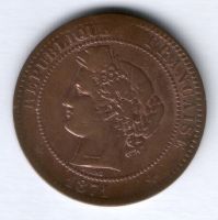 10 сантимов 1871 г. Франция