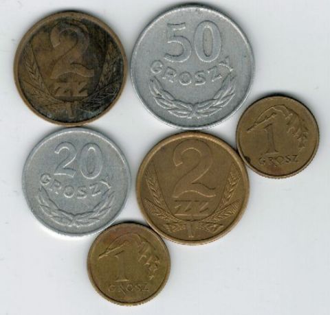 Набор монет Польша 1967-2001 г. 6 шт.