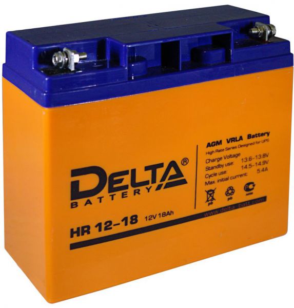 Аккумулятор свинцово-кислотный АКБ DELTA (Дельта) HR 12-18 12 Вольт 18 Ач