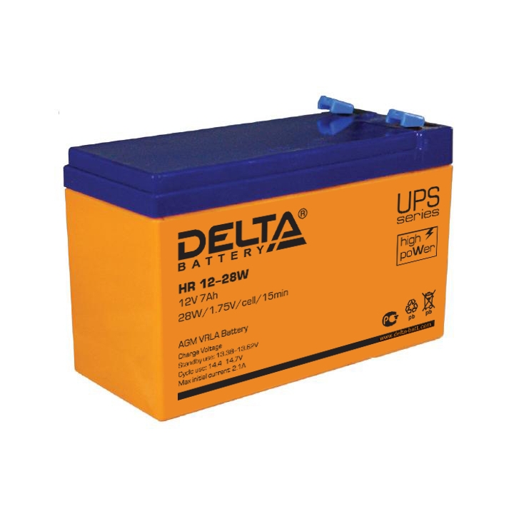 Аккумулятор свинцово-кислотный АКБ DELTA (Дельта) HR 12-28W 12 Вольт 7Ач