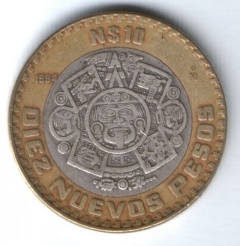 10 песо 1994 г. Мексика