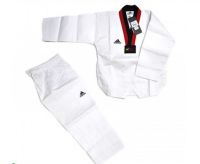 Униформа для Тэквон-до Adidas WTF Adi-Start белый с красно-черным воротником, размер 120 см, артикул adiTS01-WH/RD-BK