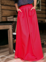 Длинная юбка с карманами цвет красный