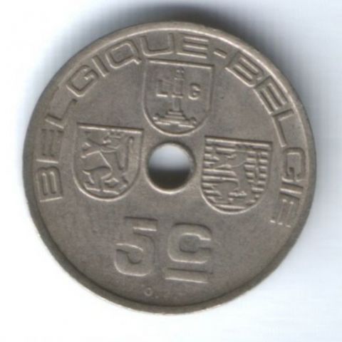 5 сантимов 1938 г. Бельгия